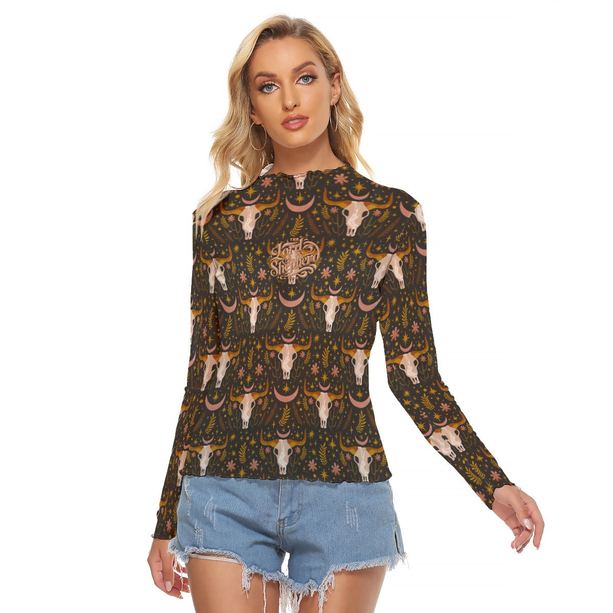 Cowgirl Women's Mesh T-shirt - Long Sleeve Mesh Top "The Lord is My Shepherd"