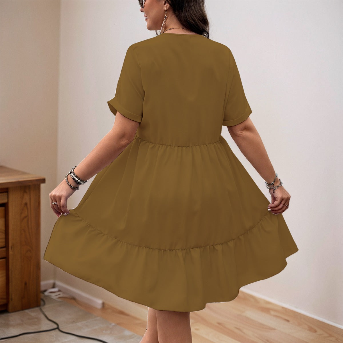 "Faith Hebrews 11:1: Women's Lightweight Floral V-Neck Short Sleeve A-Line Dress for Everyday Wear