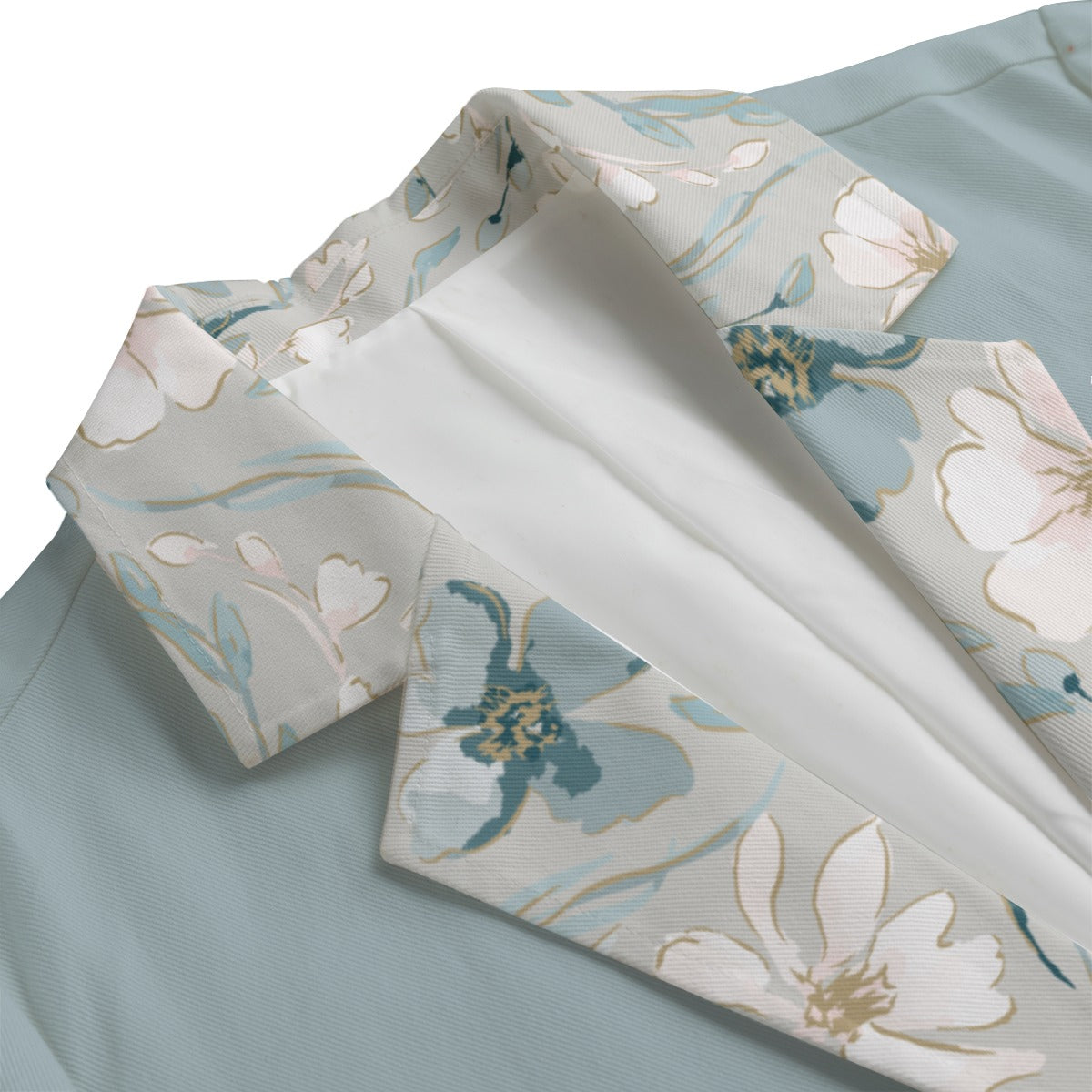 "Jesus Saves" Blue with Floral Lapel All-Over Print Women's Leisure Blazer | 245GSM Cotton