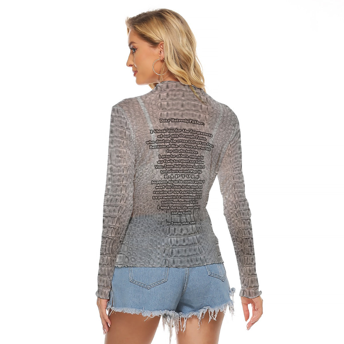 Women's Mesh T-shirt - Long Sleeve Mesh Top-"I Speak Jesus for My Family"