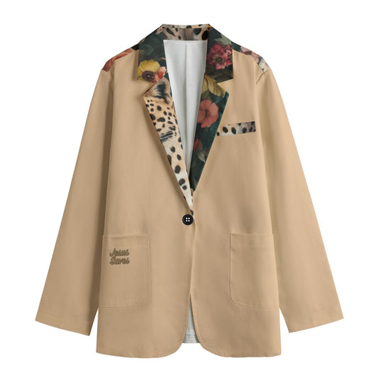 "Jesus Saves" Floral Leopard Women's Stylish Cotton Blazer