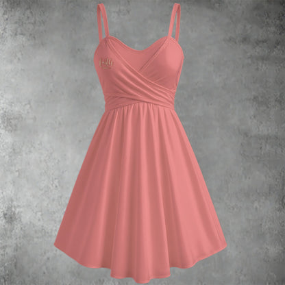 Pink Spaghetti Strap Dress with "Hebrews 11:1" Print, Sweetheart Neckline, Soft Cotton-Polyester Fabric