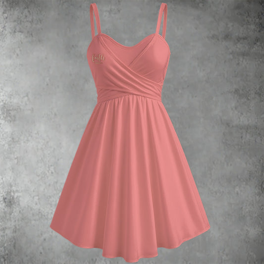 Pink Spaghetti Strap Dress with "Hebrews 11:1" Print, Sweetheart Neckline, Soft Cotton-Polyester Fabric
