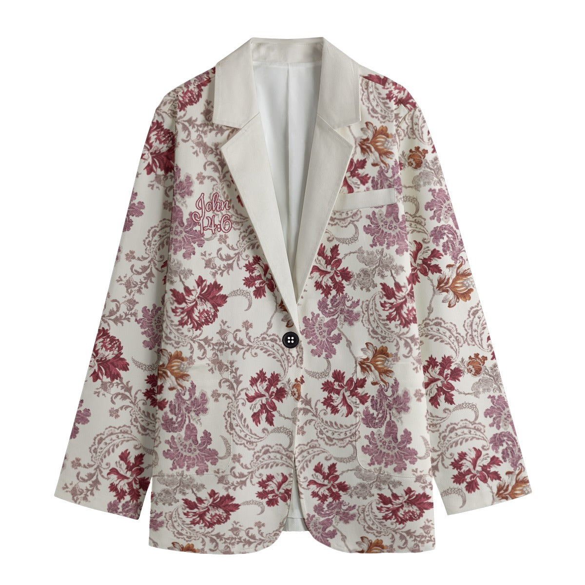 "John 14:6" Red & White  Floral Women's Leisure Blazer