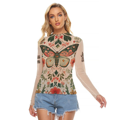 "Jesus Saves" Butterfly All-Over Print Women's Mesh T-shirt