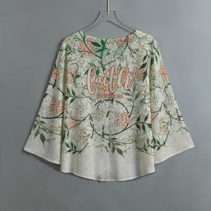 Faith Ephesians 2:8 Floral V-neck Irregular Hem Women's Polyester Top