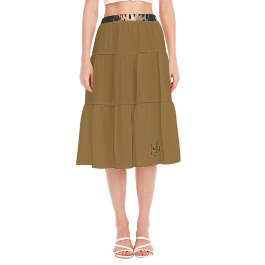 Leopard Floral Print Pleated Chiffon Skirt with Stitched Waistband for Women "Faith hebrews 11:1"