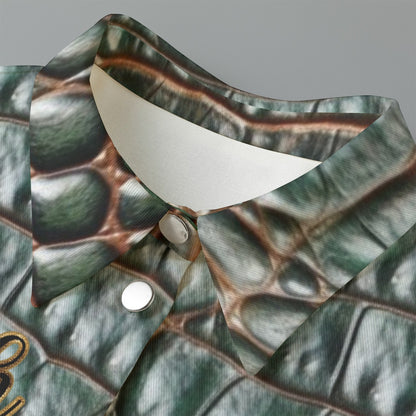 "Faith Ephesians 2:8" Green Faux Alligator Women's Cropped Jacket | 245GSM Cotton