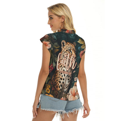 "Faith Ephesians 2:8" Women's Stacked V-neck Short Sleeve Blouse
