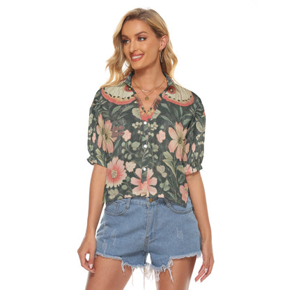 "Jesus Saves" Butterfly Floral Women's V-neck Shirts