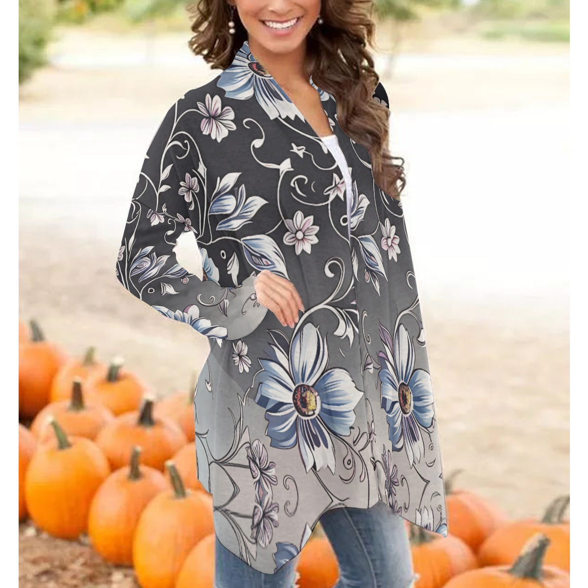 "Faith Ephesians 2:8" Floral Women's Cardigan With Long Sleeve