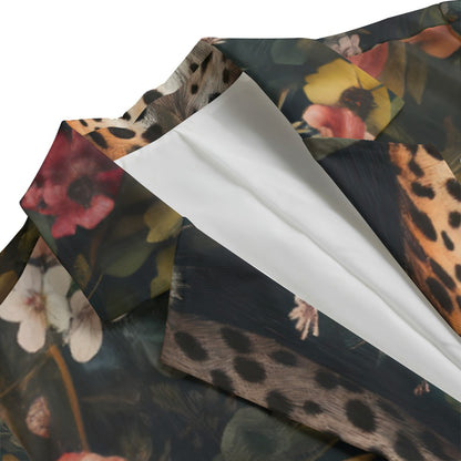 "Faith Hebrews 11:1" Leopard Floral Print Women's Polyester Blazer, Lightweight & Stylish