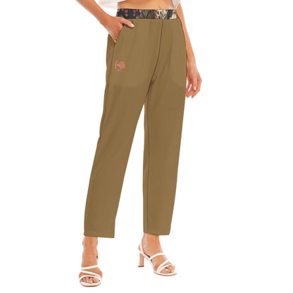 Leopard Floral Print Waist Women's Loose Straight-leg Pants - Four-way Stretch, "Faith Hebrews 11:1"