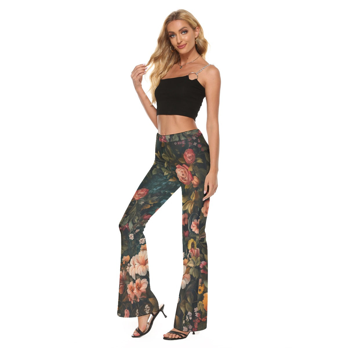 Floral Print Women's High Elastic Flare Pants - "Faith Hebrews 11:1"