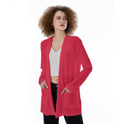 Women's Lightweight Open Front Cardigan with Pockets - Bold Christian Print "Faith Hebrews 11:1"