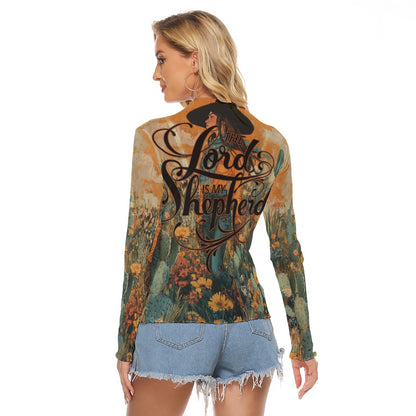 Cowgirl Women's Mesh T-shirt - Long Sleeve Mesh Top "The Lord is My Shepherd"