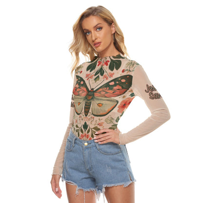 "Jesus Saves" Butterfly All-Over Print Women's Mesh T-shirt