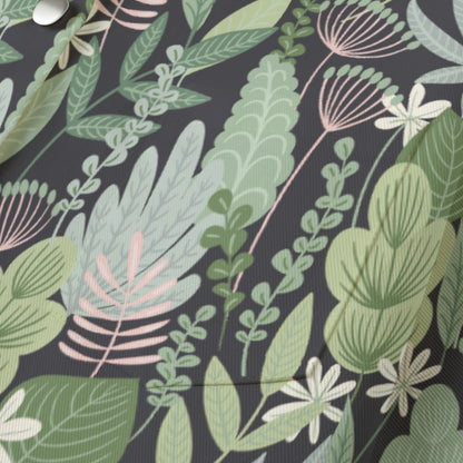 "Blessed Matthew 5:8" Green & Black Floral Print Women's Cropped Jacket | 245GSM Cotton