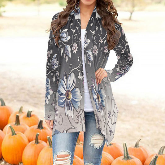 "Faith Ephesians 2:8" Floral Women's Cardigan With Long Sleeve