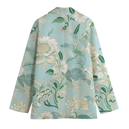 "Jesus Saves" Light Blue Floral Women's Leisure Blazer | 245GSM Cotton