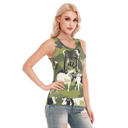 "Faith Ephesians 2:8" Green Cow Women's Sports Camisole