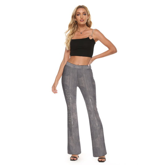 "Ride For Jesus" Faux Gray Stingray Print Women's Skinny Flare Pants