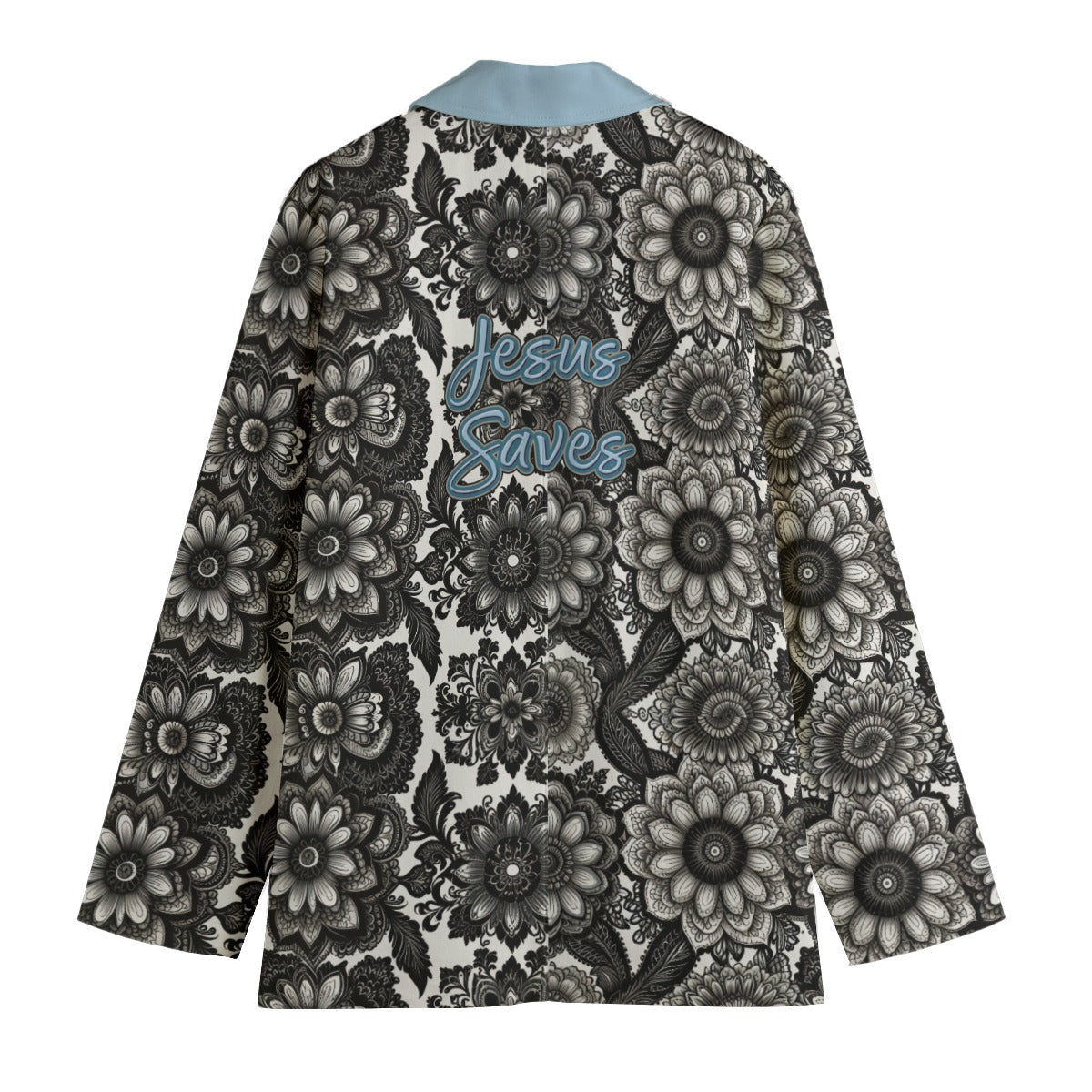 Jesus Saves Floral Print Women's Polyester Leisure Blazer Lightweight Suit Jacket