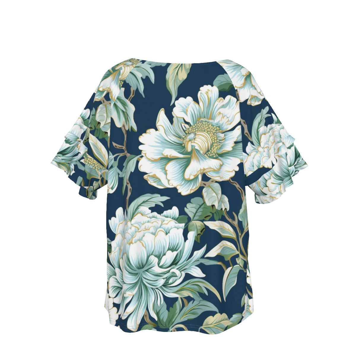 "Jesus Saves" Blue Floral Women's Comfortable Round Neck Raglan Sleeve T-Shirt for Casual Style