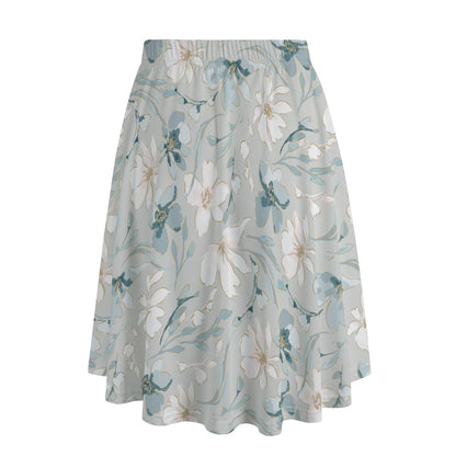 "Jesus Saves" Blue Floral Women's Long Maxi Skirt With Pockets