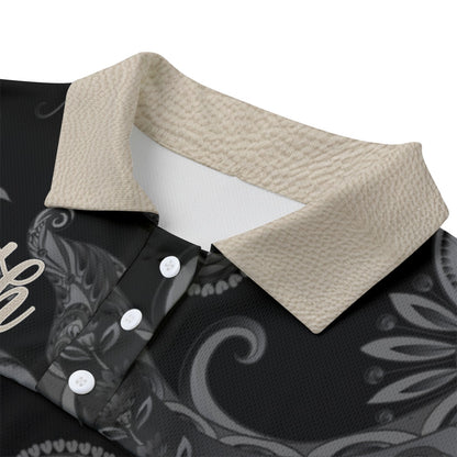 "Faith Ephesians 2:8"  Black Paisley Pattern Women's Casual POLO Shirt