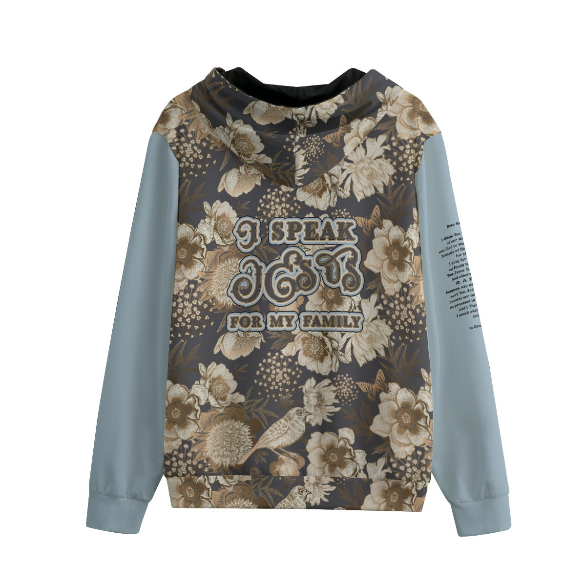 Unisex 310GSM Cotton Pullover Hoodie with Zipper Closure "I Speak Jesus for my Family"