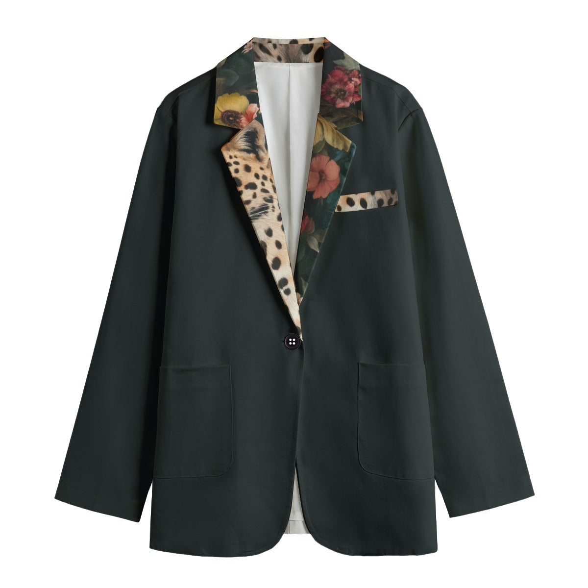 "Faith Ephesians "2:8" Leopard Print Lapel Collar Women's Cotton Blazer | Lightweight & Stylish