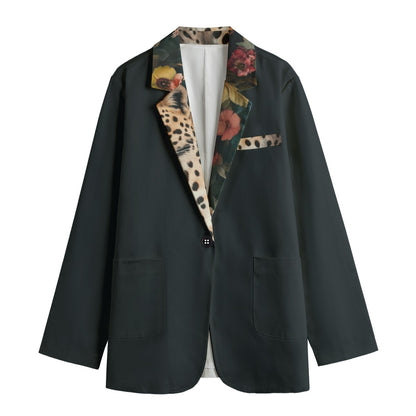 "Faith Ephesians "2:8" Leopard Print Lapel Collar Women's Cotton Blazer | Lightweight & Stylish