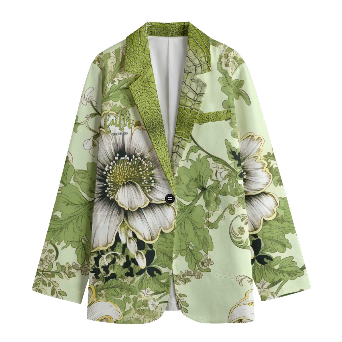 "Jesus Saves" Lime Green Floral Women's Leisure Blazer | 245GSM Cotton