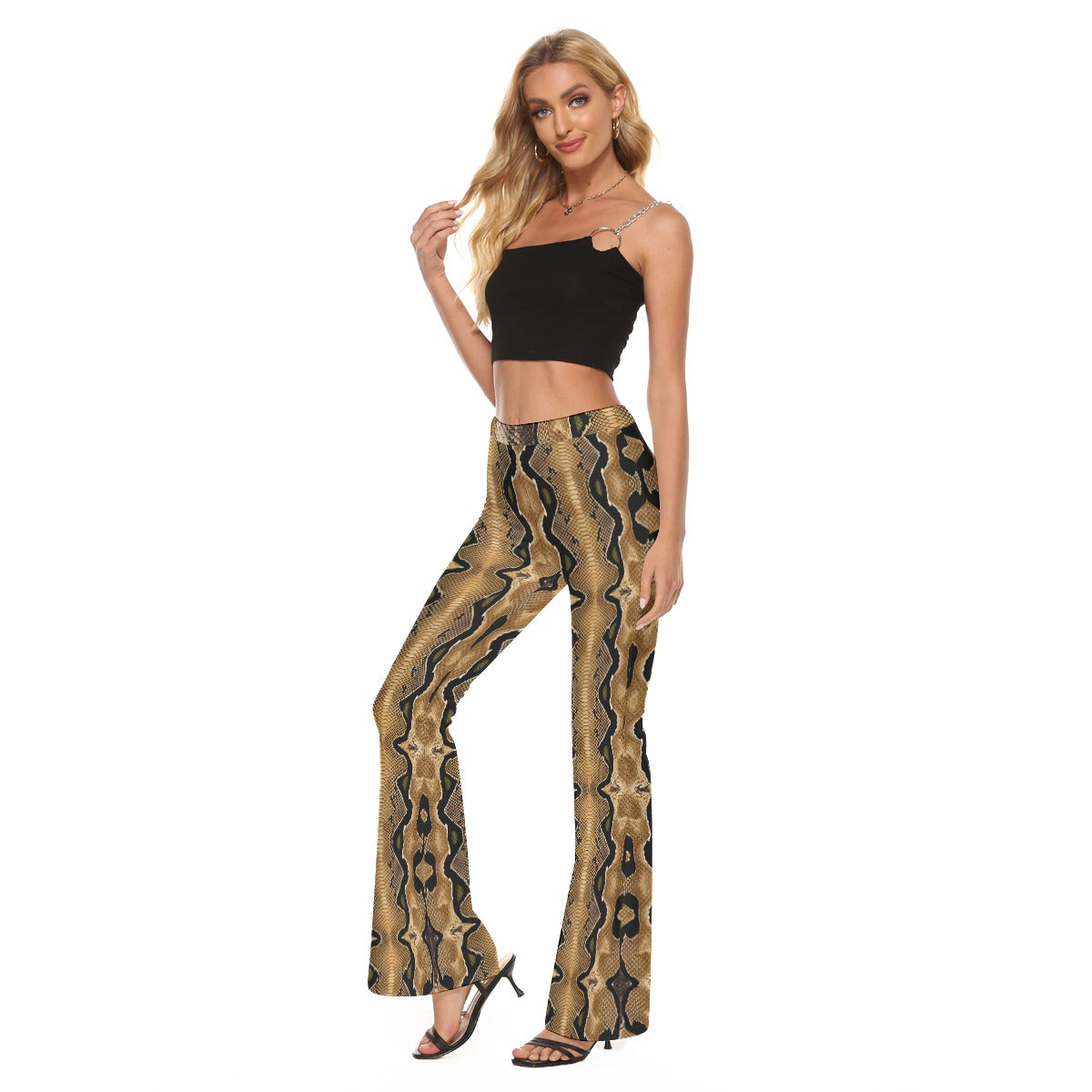 "Faith Ephesians 2:8" Snake Skin Print  Women's Skinny Flare Pants