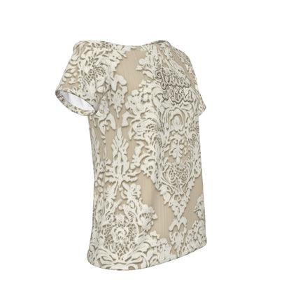 "Jesus is Lord" Faux Ivory Lace  Women's Off-Shoulder T-shirt