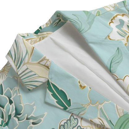 "Jesus Saves" Light Blue Floral Women's Leisure Blazer | 245GSM Cotton