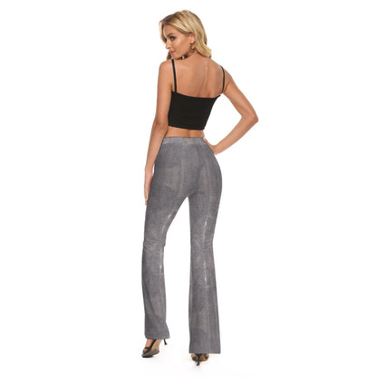 "Ride For Jesus" Faux Gray Stingray Print Women's Skinny Flare Pants