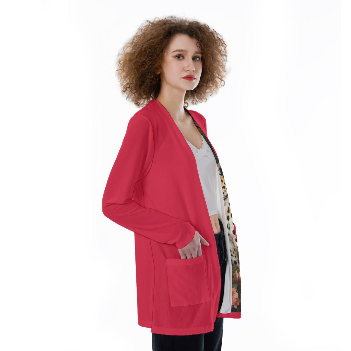 Women's Lightweight Open Front Cardigan with Pockets - Bold Christian Print "Faith Hebrews 11:1"