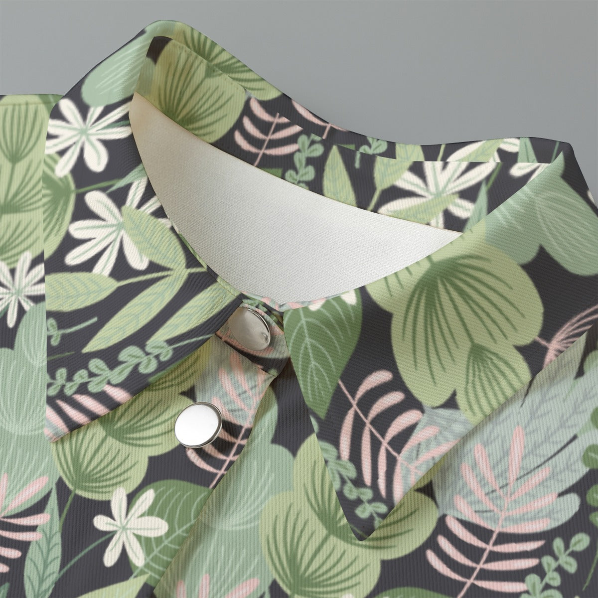 "Blessed Matthew 5:8" Green & Black Floral Print Women's Cropped Jacket | 245GSM Cotton