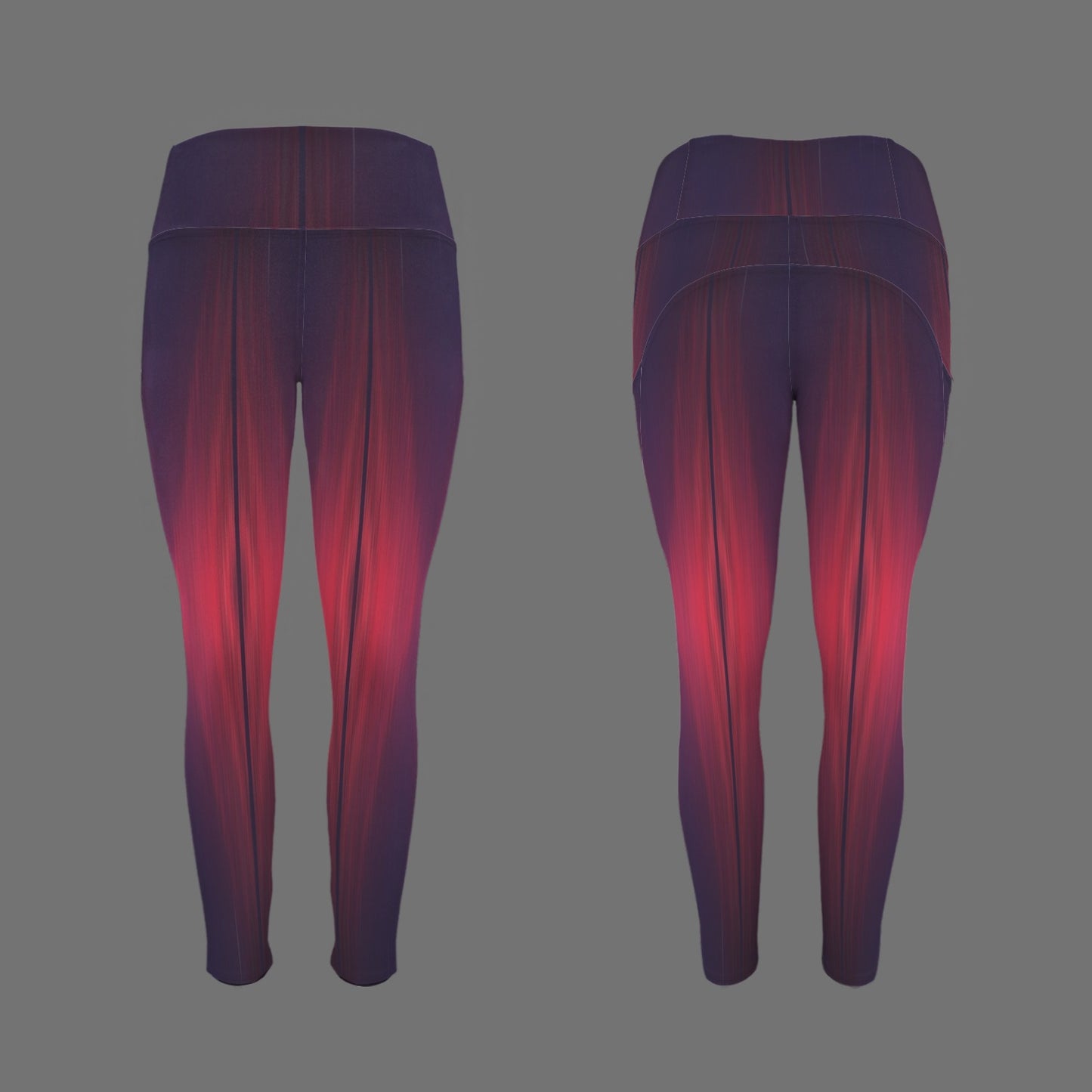 "Repent & Believe" Dark Red Ikat Women's High Waist Pockets Yoga Leggings