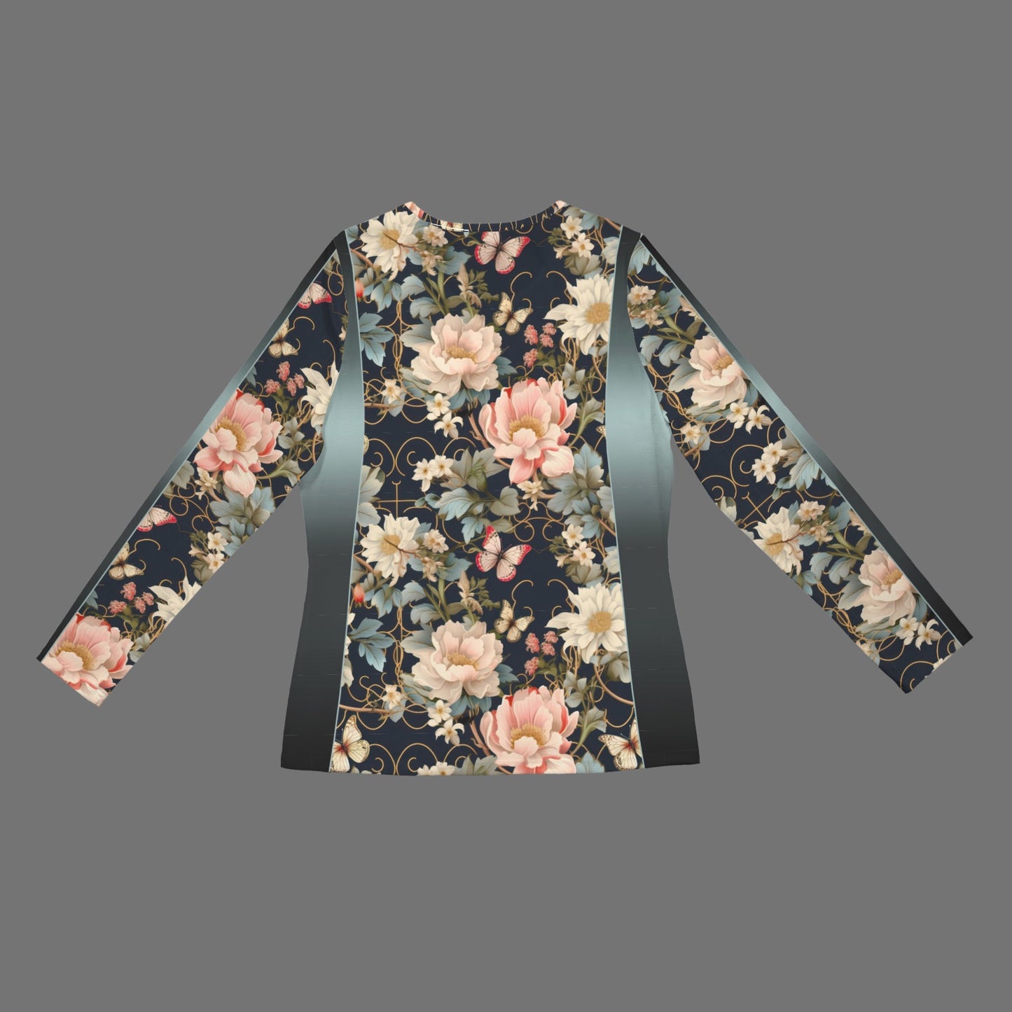 "Jesus Saves" Floral Women's Long Sleeve Zip Front T-Shirt