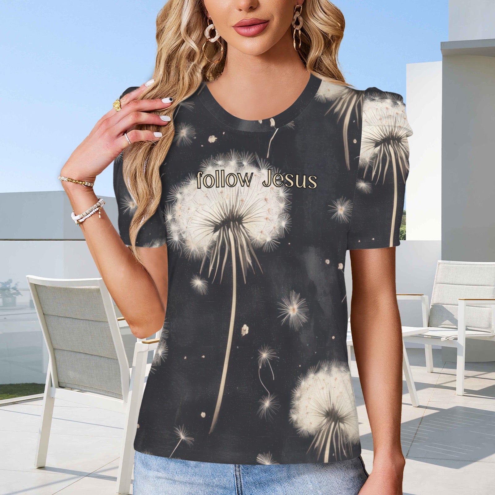 "Follow Jesus" Black & White Dandelion