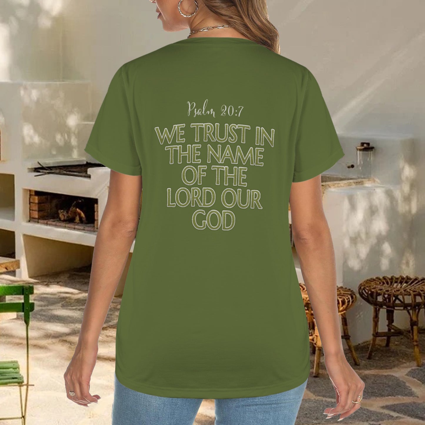 "We trust in the name of the Lord our God" Women's Crewneck Short Sleeve T Shirt