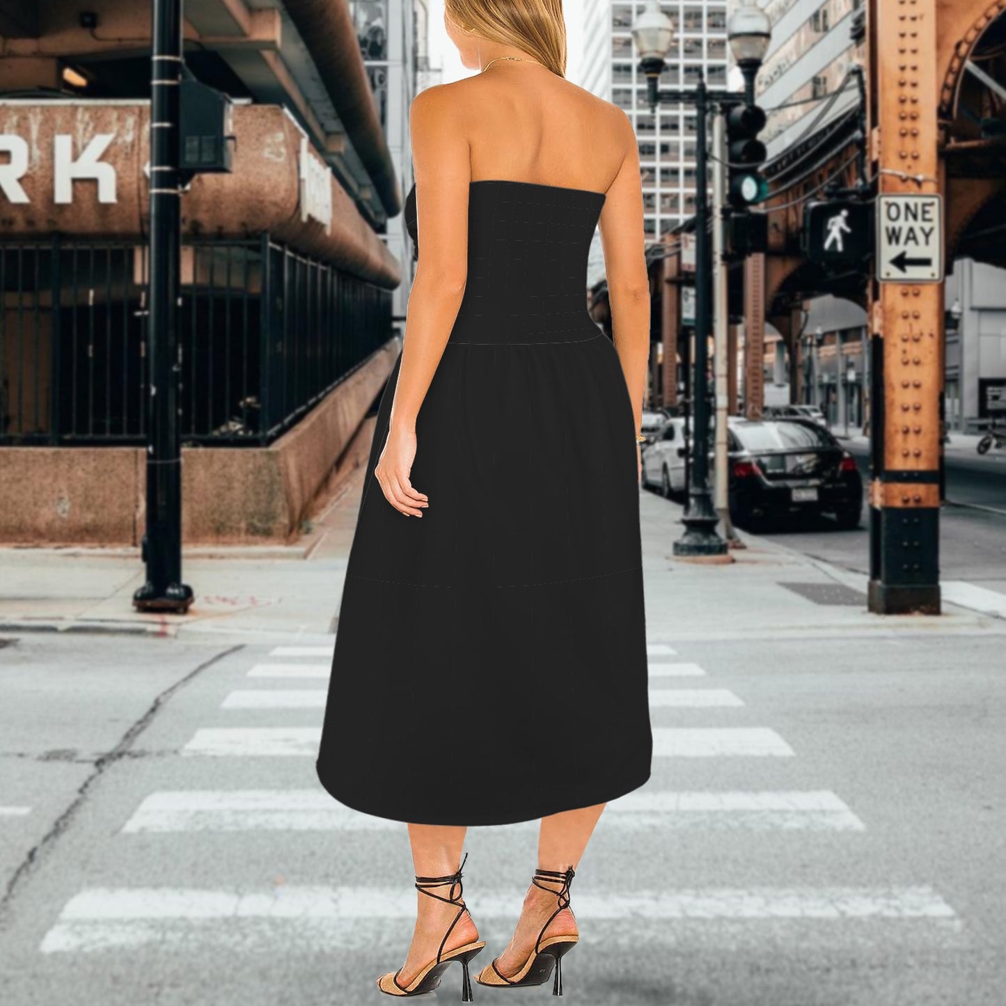 "Proverbs 21:31" Black Tube Top Cinched Waist Fluffy Fairy Maxi Dress