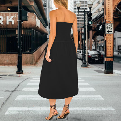 "Proverbs 21:31" Black Tube Top Cinched Waist Fluffy Fairy Maxi Dress