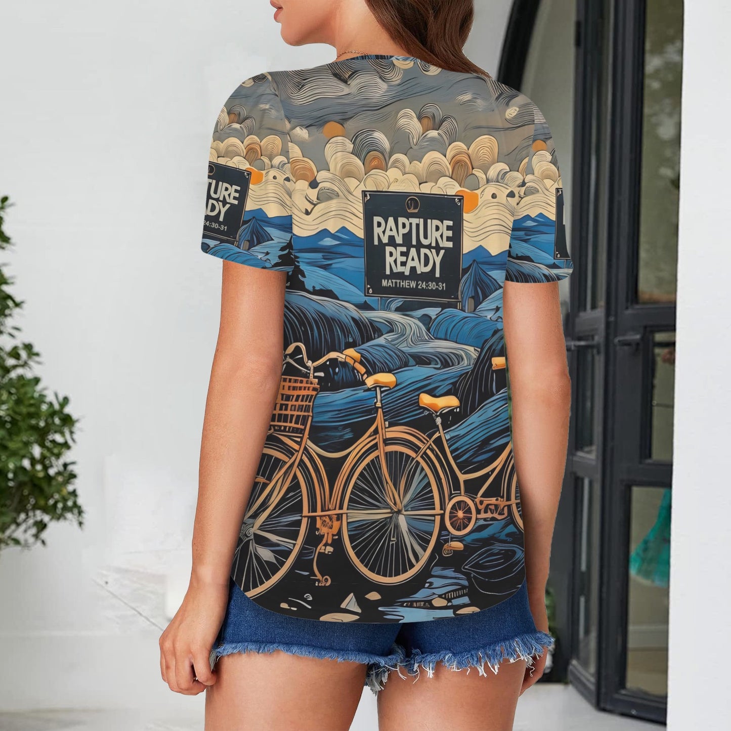 "Rapture Ready" Women's Square Neck Short Sleeve T-Shirts