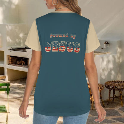 "Powered by Jesus" Women's Crewneck Short Sleeve T Shirt
