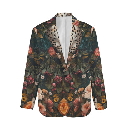"Faith Hebrews 11:1" Leopard Floral Women's Open Front Casual Long Sleeve Blazer
