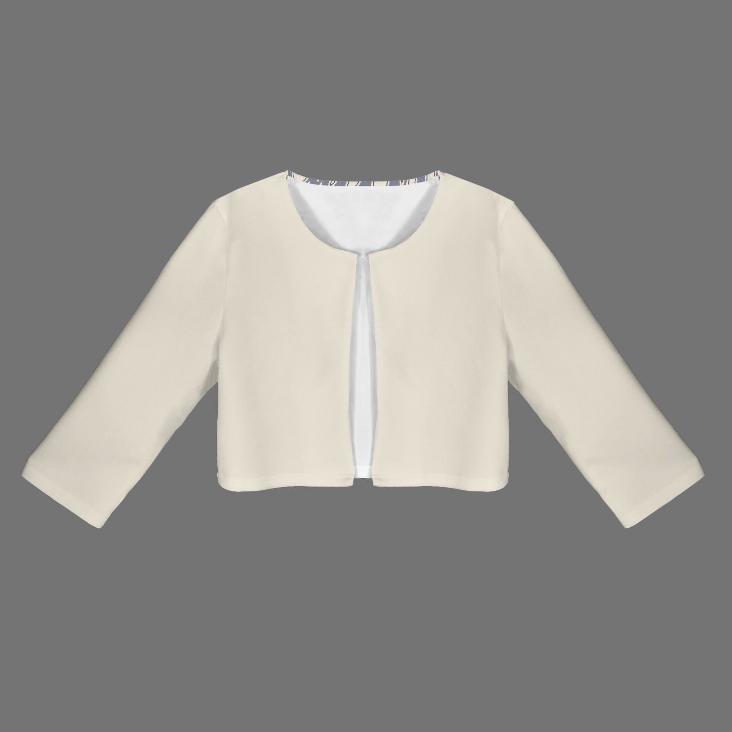 "Faith Ephesians 2:8" Antique White Women's Open Front Cropped Blazer